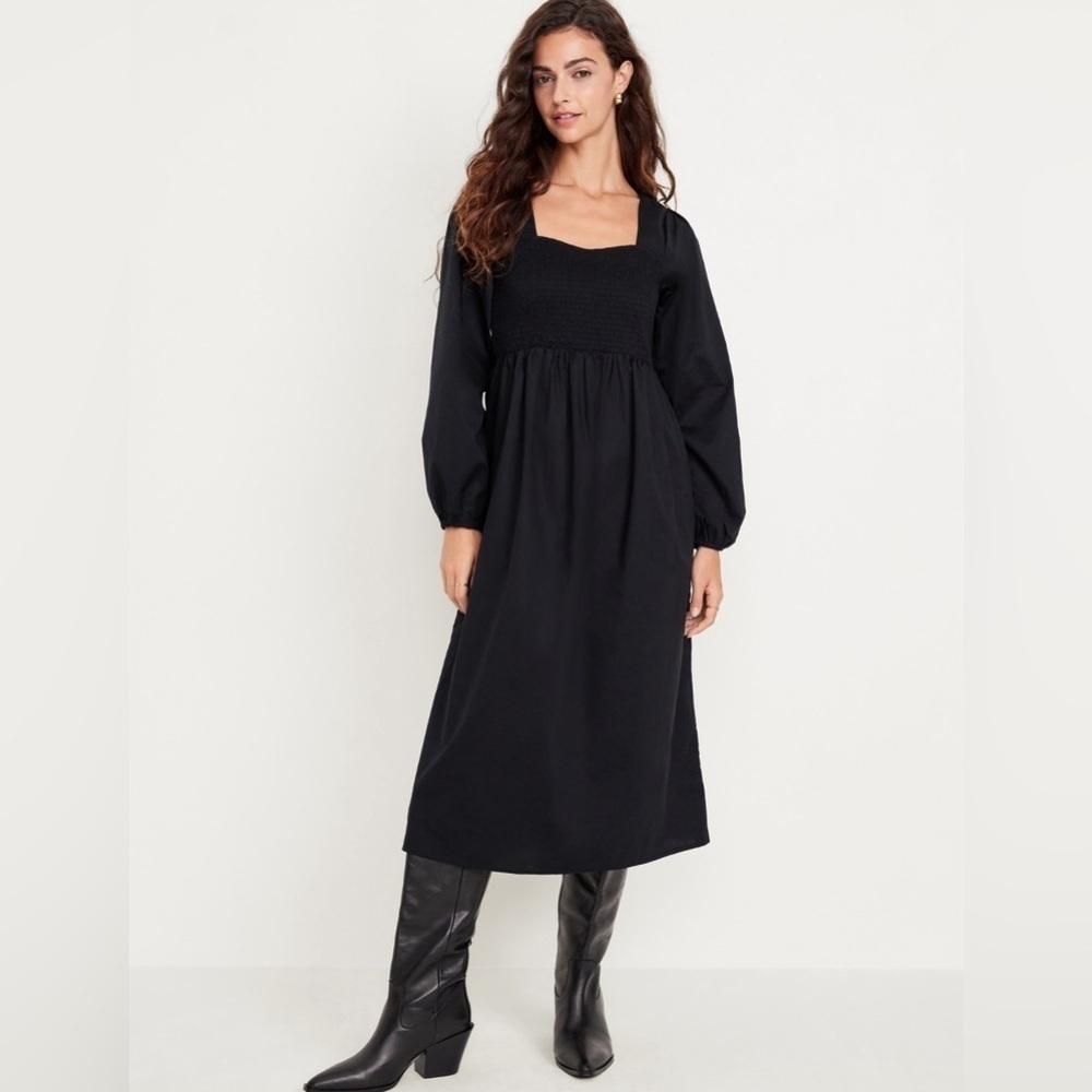 NWT! Old Navy Black Jack Fit & Flare Midi Dress - 520144 🎖️